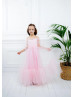 Off Shoulder Pink Tulle Flower Girl Dress Birthday Party Dress